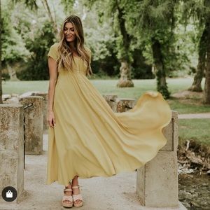 ROOLEE Mustard Yellow Button Down Maxi Dress L
